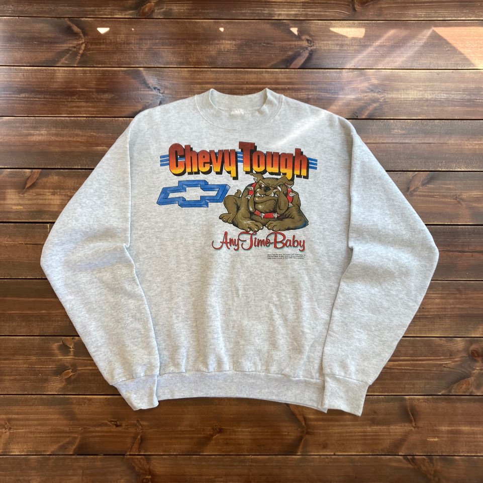 1990&#039;s made in usa Fruit of the loom &quot;Chevy Tough&quot; bulldog sweat shirt L (100-105)